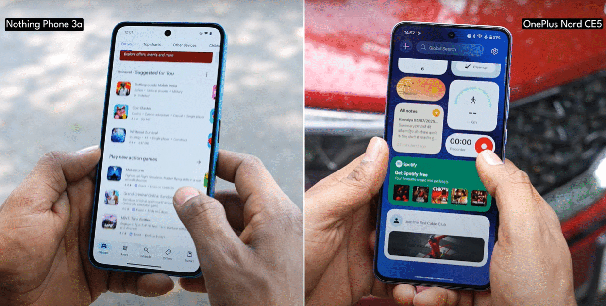 OnePlus Nord CE5 vs Nothing Phone 3a
