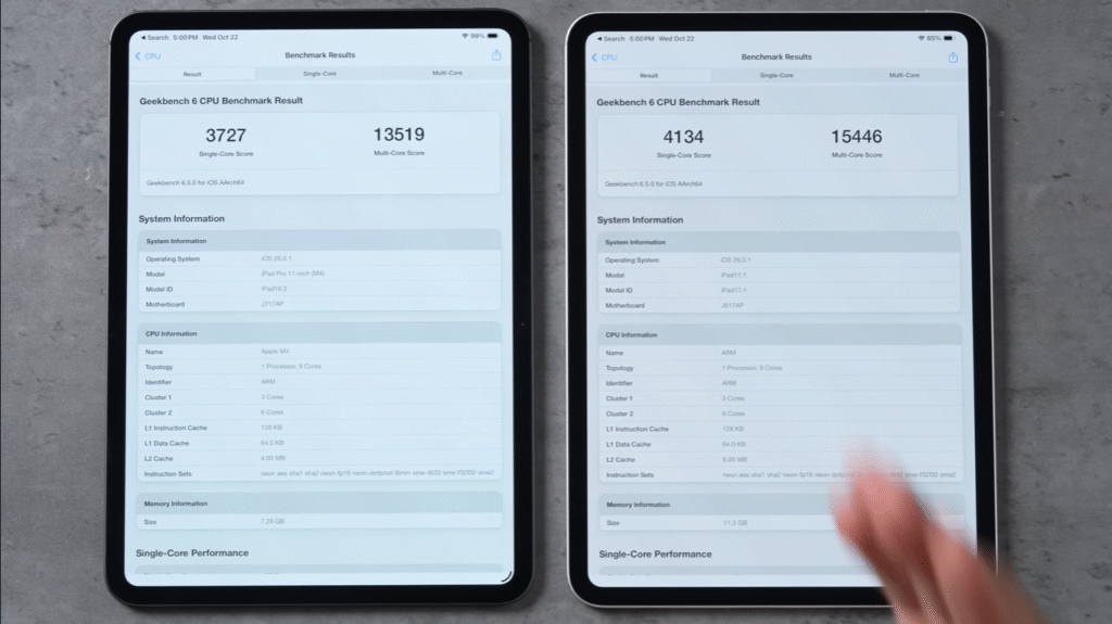 M4 vs M5 iPad Pro